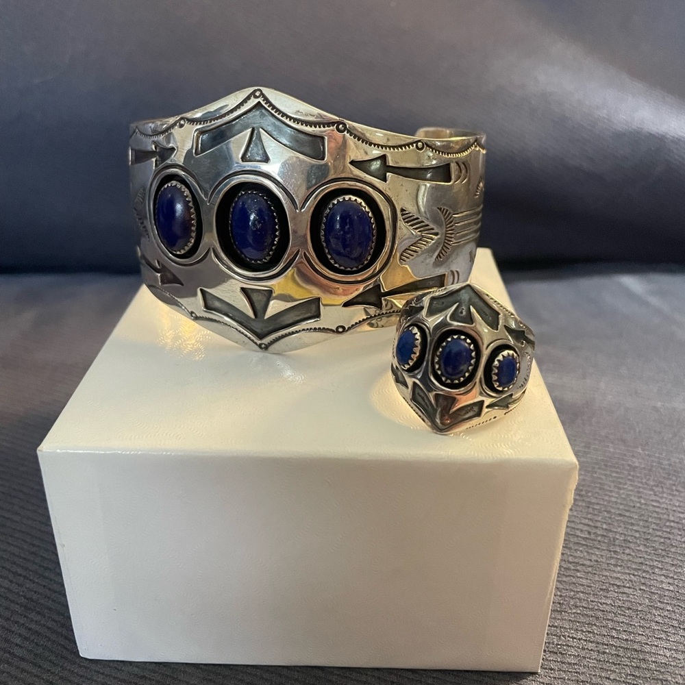 Southwest Lapis ring and cuff
